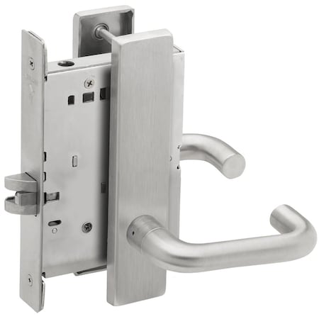 Schlage Grade 1 Passage Latch Mortise Lock, 03 Lever, L Escutcheon, Satin Stainless Steel , Field Reversible L9010 03L 630